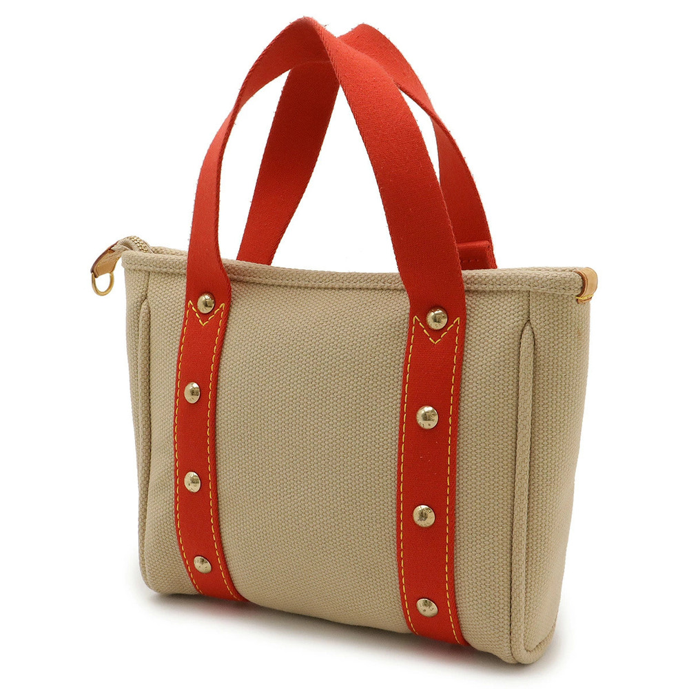 Louis Vuitton Handbag Rouge Cabas Tote Antigua Beige Canvas Bag Red Tan Red
